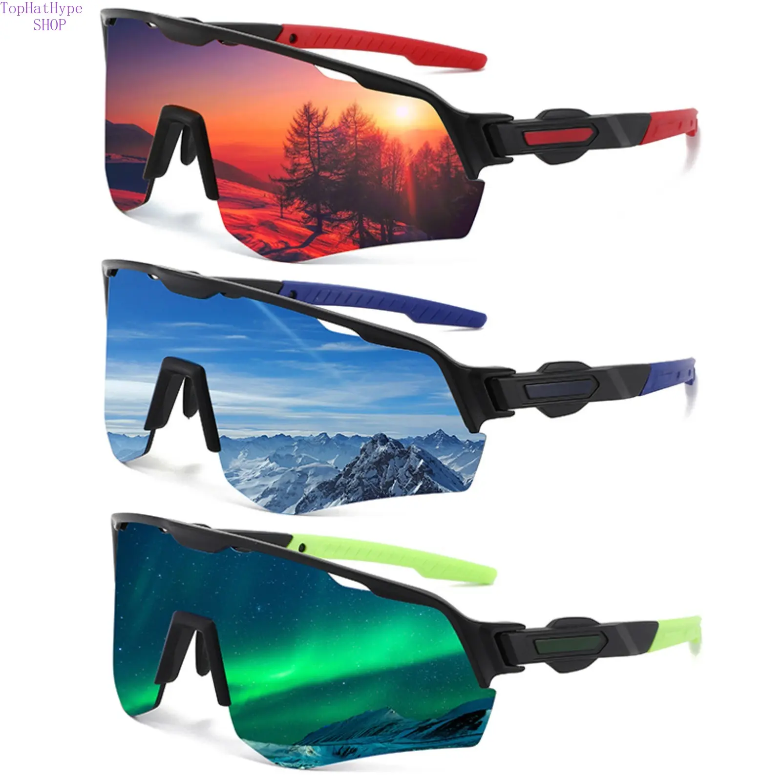 Photochromic Oversized Sports Sunglasses - Windproof Polarized Lenses, Lightweight UV Protection, Trendy Non-Prescription Eyewear for Men & Women, 1 Size, Ideal for Cycling, Camping, Windproof Goggles, Polarized Glasses, Sunglasses For Women, One Size