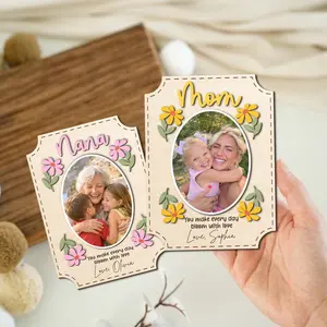Personalized Photo Magnet, Custom Photo Frame Magnet, Custom Flower Picture Magnet, Mom Magnet, Grandma Magnet, Mothers Day Gift, Photo Gift