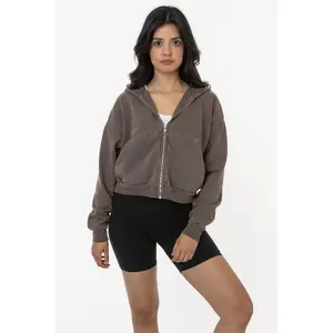 HF16GD - Pigment Dye 14oz. Cropped Heavy Fleece Zip Up Hooded Sweatshirt