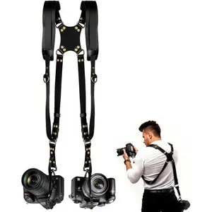 Camera Harness,Black Camera Straps for Photographers,Leather Dual Camera Strap for Two DSLR/SLR Cameras