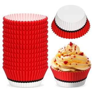 300 Pcs Cupcake Liners Paper Baking Cups Red White Muffin Cupcake Wrappers for Cakes Baking Ice Cream Dessert Cheese Wedding Birthday Party Supplies