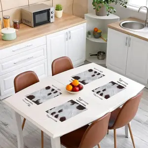 Cow Fur Placemats Set of 4,Cowhide Place Mats 12x18 Inch,Rustic Western Farmhosue White Brown Table Mats for Kitchen Decor Dinner Indoor Coasters