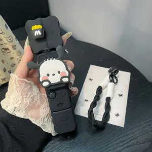 Luxury Cute Cartoon Handmade DIY Silicone Camera Case, Full Protection for Dji Pocket3, Ultra-Thin Soft Gel, Portable with Lanyard
