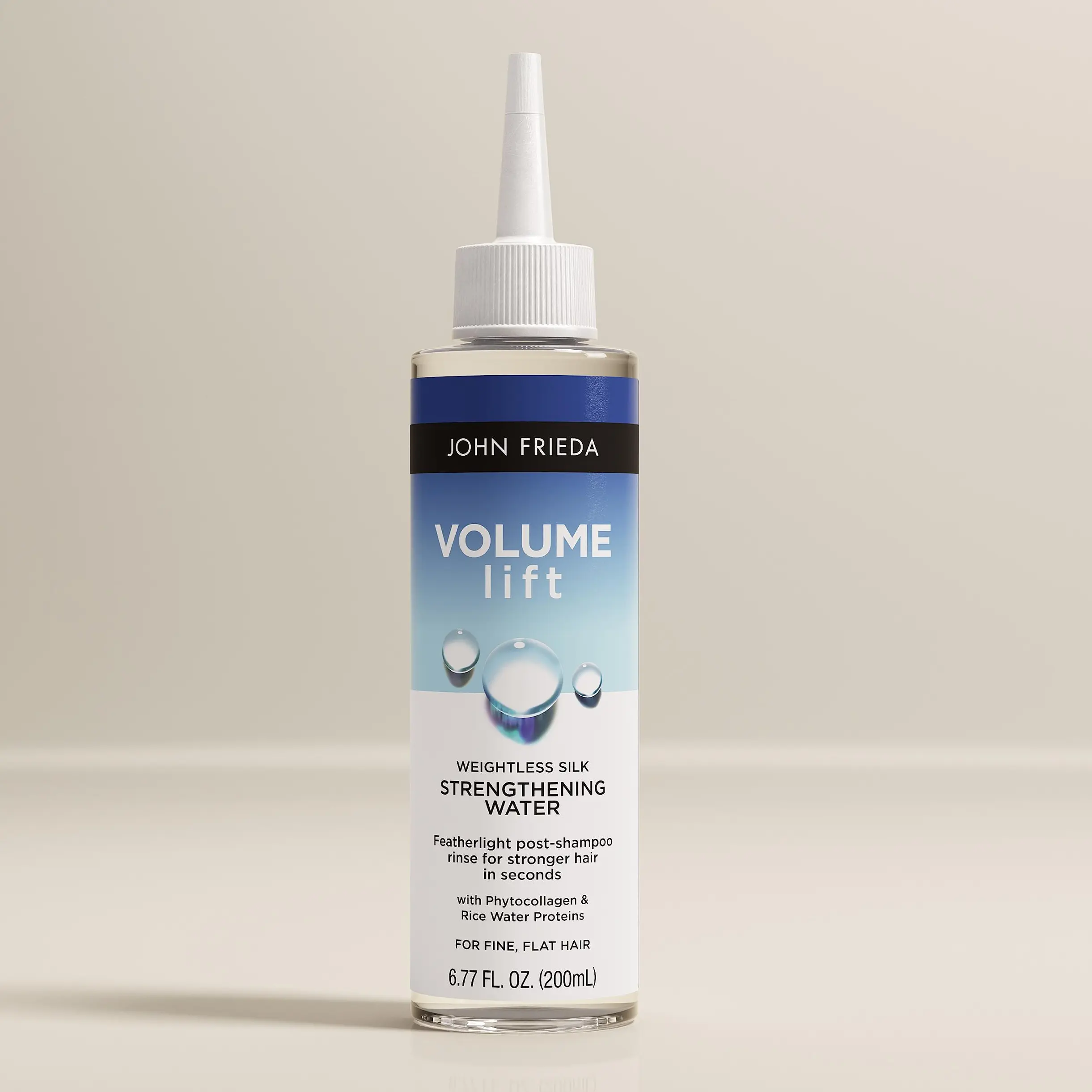 John Frieda Volume Lift Weightless Silk-Strengthening Liquid Haircare, Post-Shampoo Glossy Rinse for Fine/Flat Hair - Silky, Smooth Repair Treatment, 6.77 Oz