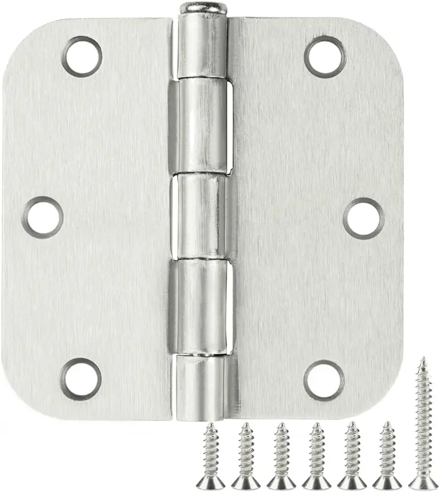 TDCHINGES 3.5" Satin Nickel Door Hinges, 30 Pack, 5/8" Rounded Corners, Full Mortise Hinges with Screws for Interior Doors, Cabinets, Bedrooms & Home DIY