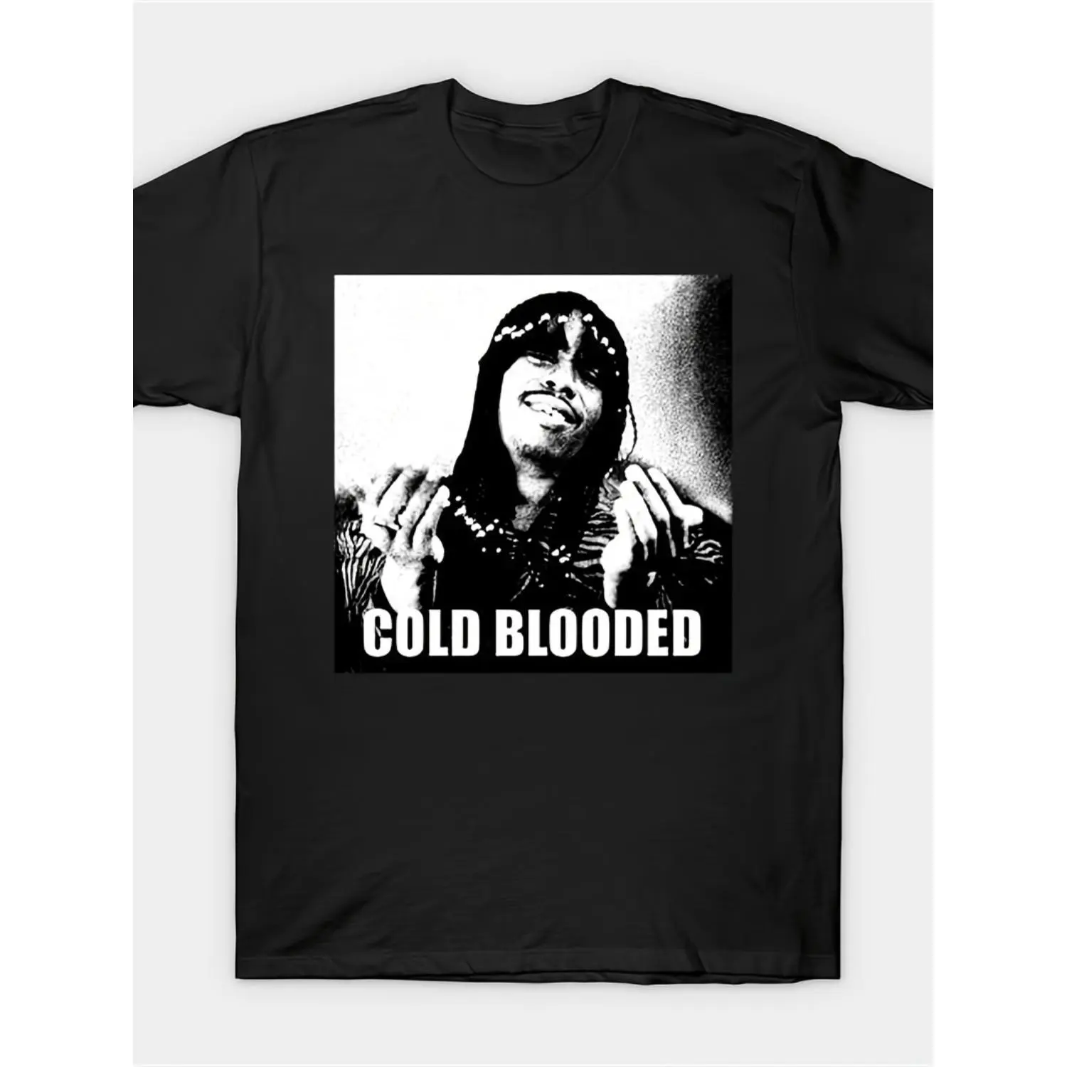 Cold Blooded Chappelle Graphic T-Shirt, 100% Cotton, Casual Crew Neck, Short Sleeve, Regular Fit, Geometric Pattern, Knit Fabric, 220g, with Summer Tee for Men, for Daily Wear