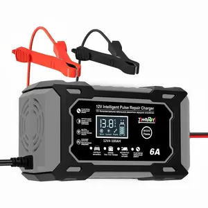 12V 6a Pulse Repair Charger for Cars & Motorcycles, LCD Battery Display, Magnetic Material, Auto Switch Mode, Overcharge Protection
