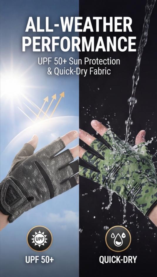 Professional three-finger outdoor fishing gloves, unisex, puncture-proof & cut-proof, non-slip, durable, breathable, sun-protective and waterproof. Ideal for angling & lure fishing.