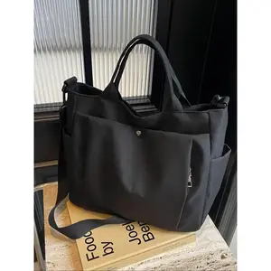 Women's Solid Color Tote Bag, Large Capacity Fashion Shoulder Bag with Zipper for Daily Use & Commuting,Versatile Commuter Handbag