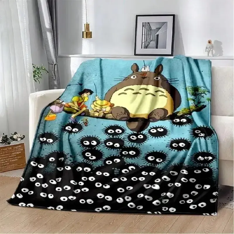 My Neighbor Totoro Ghibli Magic Style Flannel Blanket Ultra Soft Plush Cuddle Throw Blanket Cute Anime Forest Spirit Design for Baby Kids Adults Bedroom Couch Sofa Dorm Decor Birthday Gift for Fans, Cozy Bedding Blanket for Bed Living Room Travel