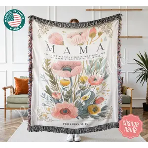 Mom Woven Blanket, Mothers Day Gift, Custom Grandma Blanket