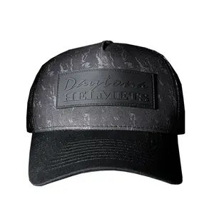 Daytona Helmets Trucker Camo Cap - Black Camouflage Design with Embossed Logo - Adjustable Fit for Men and Women