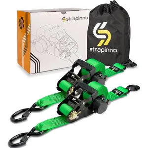 Retractable Ratchet Tie-Down Straps 5000 lbs Strength 2 in x 12 ft with Safety S for Motorcycles ATVs UTVs Lawn Equipment & Cargo Green