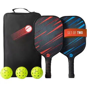 Pickleball Paddles Set - Fiberglass Rackets for Beginners to Professional Skill Levels - for Indoor or Outdoor Play - Includes 2  Racquets, 3 Pickleballs, & a Carrying Bag