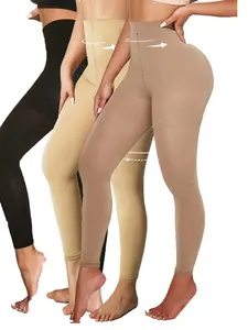Women's Compression Mesh Leggings, 3-Pack Basic Set, Comfortable Sportswear, High Waist, High Waisted Compression, Breathable, Suitable for All Occasions, High Stretch Leggings