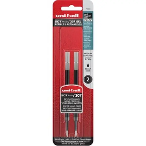 Uni-Ball 207 Plus Waterproof Gel Rollerball Pen Refill, Black - Smooth Writing - Case of 2 (Gel Pens & Refills)