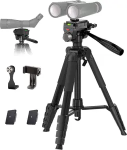 Binocular Tripod, 72 Spotting Scope Tripod Stand with Binocular Adapter and 2 QR Plates, Travel Camera Stand with Phone Holder/Carry Bag, Compatible with Binoculars/Spotting Scope/Camera/Phone