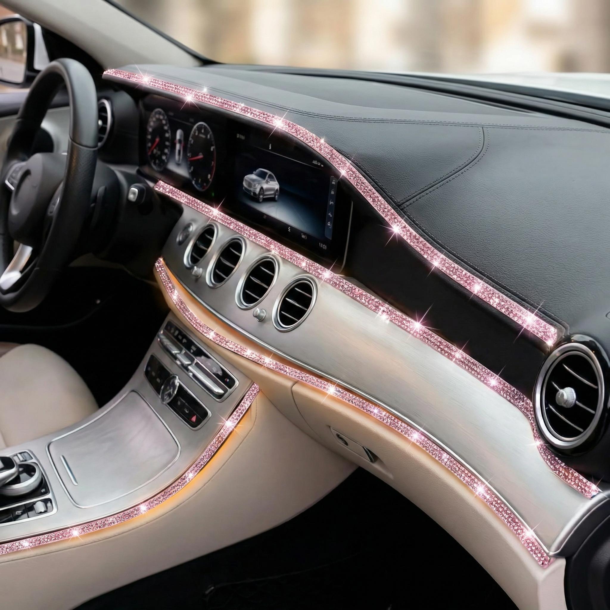 Car Decoration Rhinestone Strip, Self Adhesive Bling Crystal Diamond Trim, Waterproof Auto Interior Decor Accessories 32.8ft