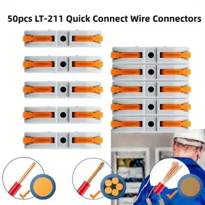 50pcs Barrel Connector Compact Wire Connectors Single Wire Connectors 24-12AWG Transparent Orange Splice Connectors