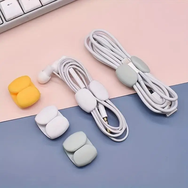 4pcs Random Color Charging Cable Storage Buckle, Silicone Earphone Cable Storage Buckle