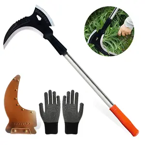 Vaseeka Manganese Steel Double-Edged Weeding Tool, 20” Metal Handle (with Protective Sheath), suitable for outdoor gardening tasks: trimming branches, cutting weeds, clearing paths. Tree pruning tool.