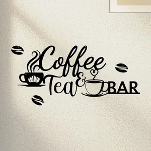 Coffee & Tea Letter Pattern Metal Sign, Handcrafted Vintage Coffee Bar Metal Sign, Wall Art for Kitchen, Café & Office Spaces, Rustic Metal Decor for Coffee & Tea Lovers