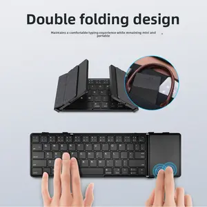 Universal Tri-Fold Bluetooth Keyboard for Phones and Tablets, Business Leather Large Touchpad, Magnetic Portable External Keyboard