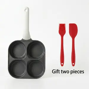 FACTORY OUTLET SURPRISE 4-Hole Non-Stick Egg Frying Pan 4 Cups Mold Skillet for Pancakes All Stoves Compatible Beige Cookware Easy Clean Granite Surface Gadgets 4-in-1 Design True Non-Stick Heat-Resistant Wood Handle Universal Compatibility Even Heating