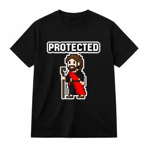 Funny Meme Graphic Print Cotton Oversized T-Shirt Unisex Retro Pixel Character Design Casual Streetwear Tee for Daily Wear Gift