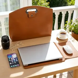 Women's Business-Style Laptop Clutch Bag - Premium Large Capacity Briefcase with Tablet Compartment, Snap Closure & Lightweight Foldable Design for Work, Commuting & Professional Use