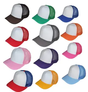 5 PANEL COTTON FOAM TRUCKER HATS-Multicolored