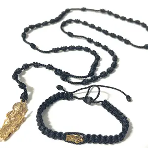 San Judas Tadeo Matching Set of 2 - Unisex Black and Gold Costume Jewelry Set