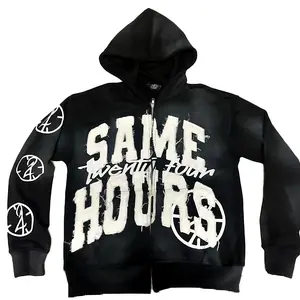 Classic Black Y2K Hoodie Men's Harajuku Streetwear Pullover Motocross Letter Design Long Sleeve Zip Hoodie Casual Regular Fit Sweatshirt
