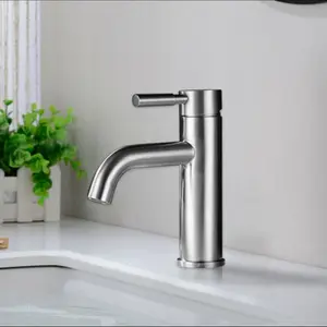 Bathroom Faucet Brushed Nickel One-Handle, Modern one Hole Bathroom Sink Faucet Lavatory Faucet, Stainless Steel Bathroom Sink Faucet, Durable Rust-Resistant Shower Mixer Tap, Easy Installation Replacement Parts