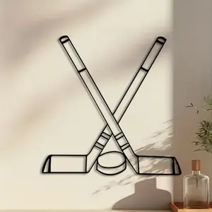 1pc Hockey Player Metal Wall Art, Artistic Hockey Player Statue Mural, Perfect for Garage Wall, Father's Day Decor, Ideal Gift for Dads, Sport Metal Hockey Theme