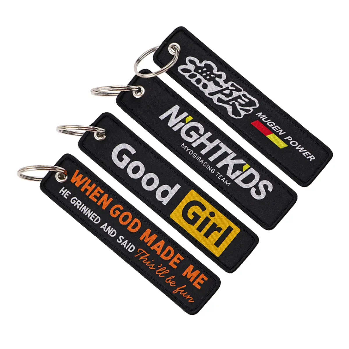 Funny Quotes Serise Embroidery Key Fobs Keychain for Motorcycles Car Key Ring Holder Key Tags Chaveiro Jewelry Accessories Gifts