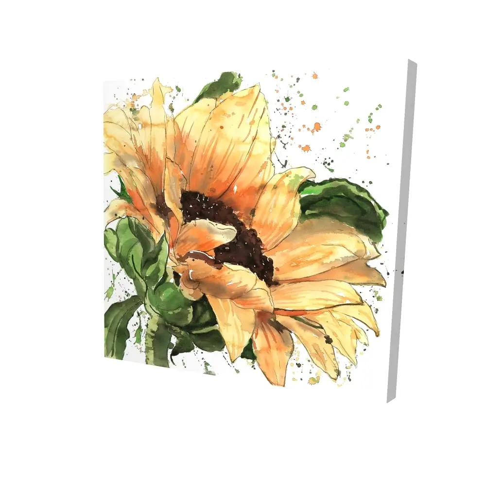 212 MAIN Sunflower in Bloom Botanical Brown Wall Art Painting, 24x24 in High-Quality Print, Nature-Inspired Home Decor for Room Decoration, Floral, Artwork, Art-Themed Wall Arts