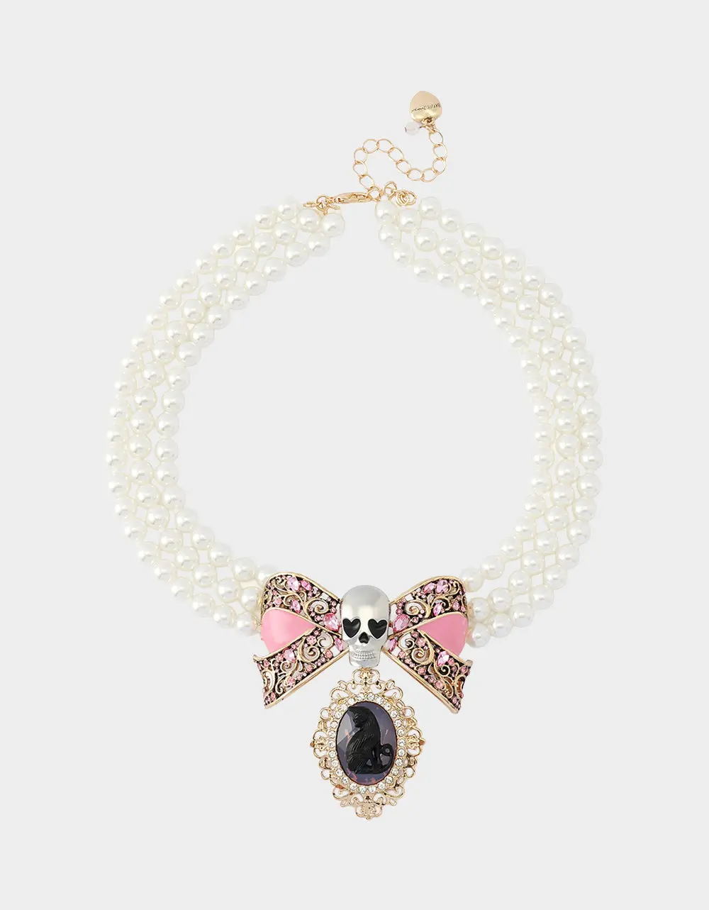 BLACK CAT TORSADE NECKLACE PEARL