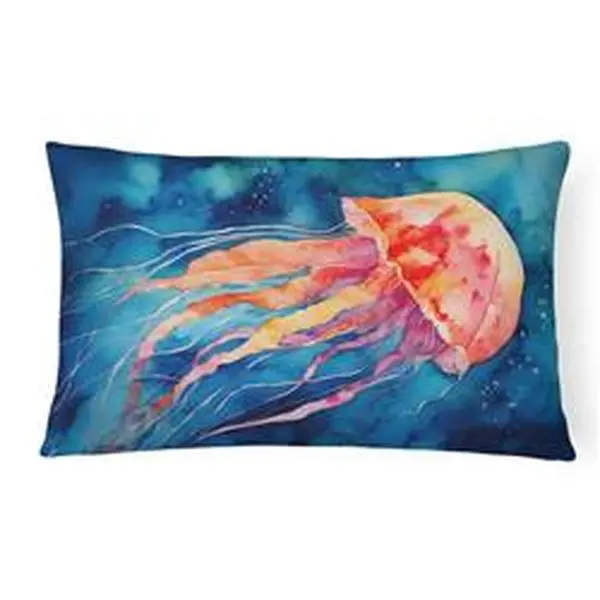 Unisex Jellyfish Artwork Throw Pillow, 16 x 12 in, Fade Resistant, Water Resistant, Durable for Multiple Washes, Water Resistance