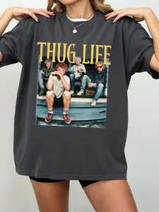 Women's Fashion Golden Girls THUG LIFE Parody Graphic Tee, Funny Hip Hop “THUG LIFE” T-Shirt with Gangsta Granny Art, Perfect Gift for 90s Sitcom Fans & Hip Hop Humor Lovers, Great for Comedy Gatherings, Nostalgic Outings & Casual Daily Wear