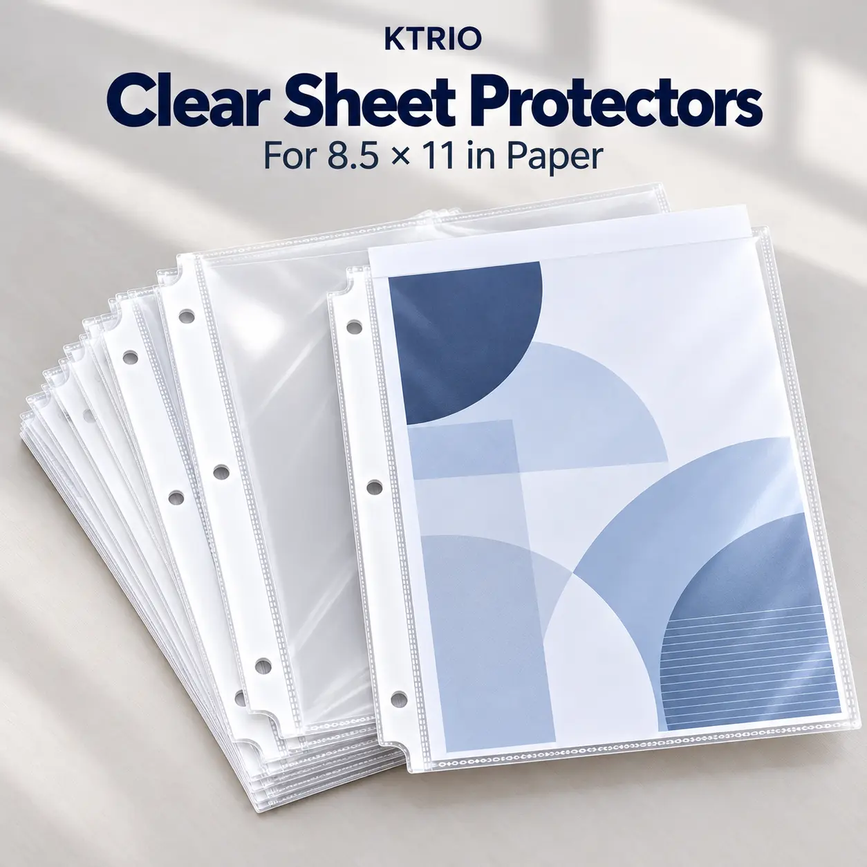 KTRIO Heavyweight Transparent Sheet Protectors, 8.5x11 in Standard Sizes for 3-Ring Binders, Top-Loading PVC-Free Polypropylene Non-Glare Letter Size Document Sleeves
