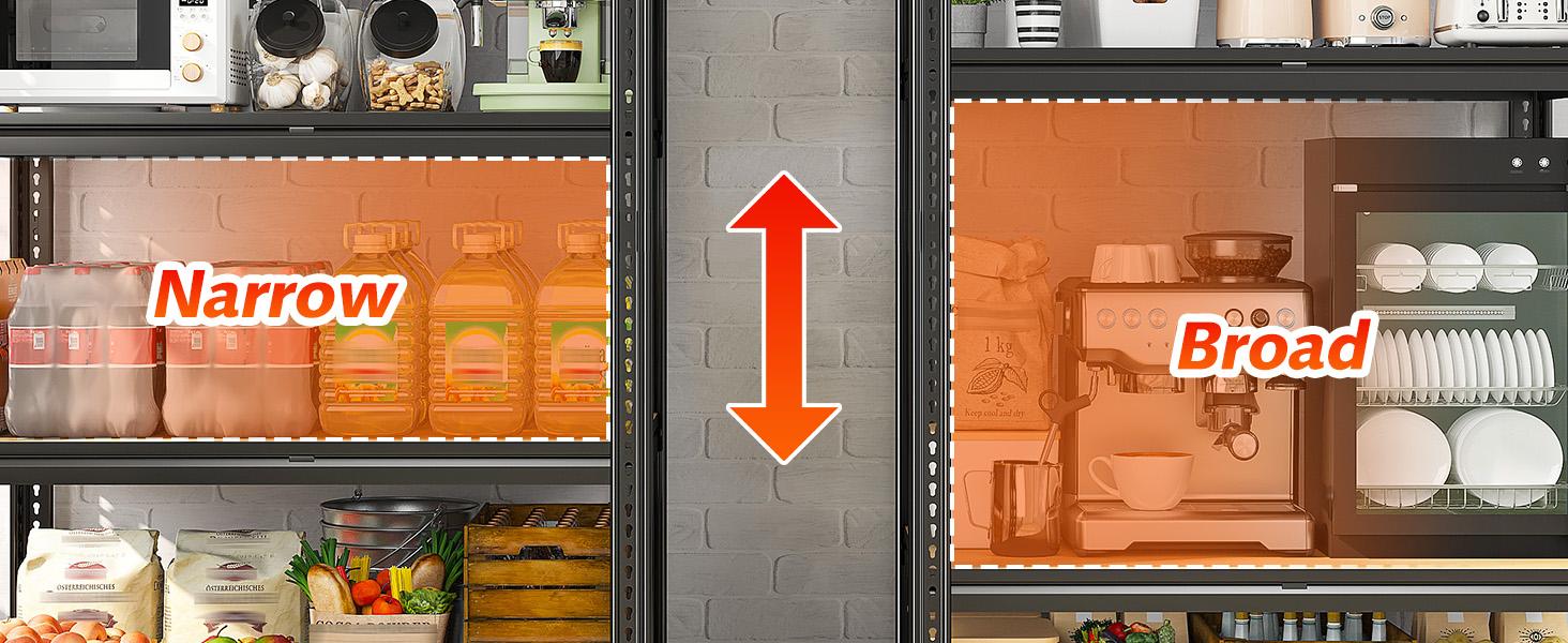 Raybee 2-Pack 4-Tier Heavy-Duty Garage Shelving Units Metal Shelves Storage Height Adjustable Versatile Utility Rack for Warehouse Organizing Pantry Kitchen Basement Shelf Organiser 35.5"Wide 12" Deep 60" High Twin Size 71" Wide