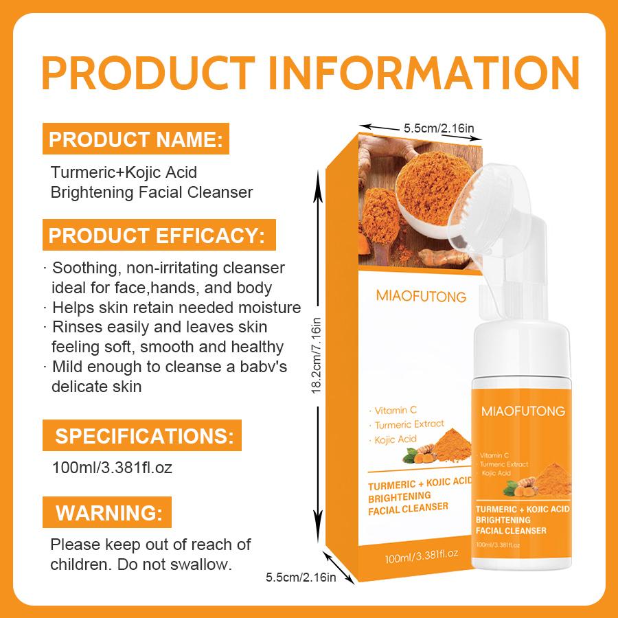 2-Piece Turmeric Facial Cleansing Kit for Men & Women - Gentle Foaming Mousse, Lemon Turmeric Soap - Daily Skincare Face Cleanser