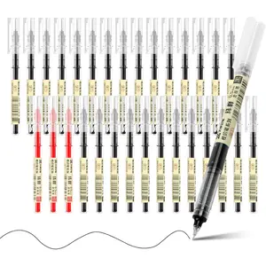 30 count Rolling Ball Pens 0.5 mm, Fine Point Liquid Rollerball Pens 27 Black & 3 Red, Quick Drying Pens, Liquid Ink Smooth Writing Pens for Office,