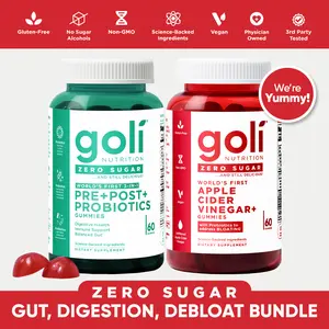 Gut, Digestion & Debloat Bundle - Goli Zero Sugar 3-in-1 Pre, Post, Probiotics + Apple Cider Vinegar, World's First. Vegan, Plant Based, Non-GMO, Gluten-Free & Gelatin-Free Gut, Digestion & Debloat Bundle - Goli Zero Sugar 3-in-1 Pre, Post, Probiotics + Apple Cider Vinegar, World's First. Vegan, Plant Based, Non-GMO, Gluten-Free & Gelatin-Free