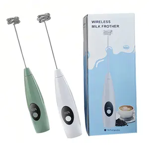 Rechargeable Milk Frother Handheld with 3 Speeds Coffee Mixer Electric Milk Bubbler Detachable Stainless Steel Whisk for Latte Cappuccino Matcha Egg