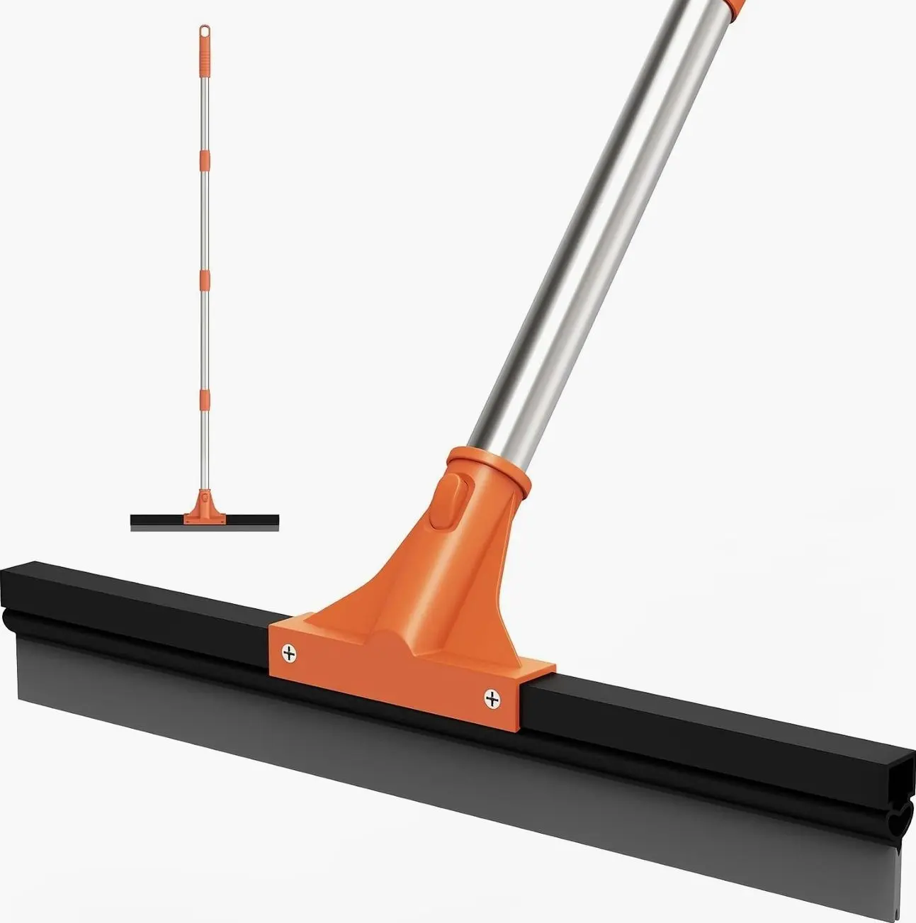 Floor Squeegee for Concrete Floor,18" Large Heavy Duty Squeegee for Floor, Rubber Broom with 62" Long Handle for Bathroom Tile, Garage Concrete, Deck, Shower Glass, Window Cleaning