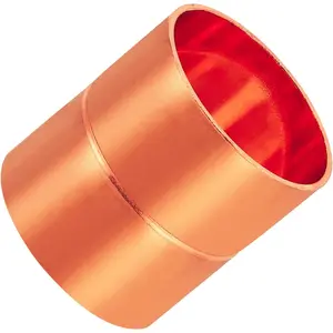 Heavy Duty Copper Coupling, 45mm (1.8") OD x 52mm (2") Length, 3mm Thick Wall Seamless Straight Pipe Fitting, 1 Pack