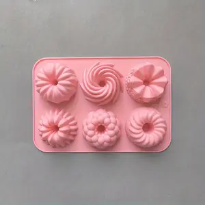 1PC 6 Cavity Silicone Savarin and Spiral Mold Multi Shape Cake Candy Chocolate Mould for DIY Baking Non Stick Easy Release for Homemade Desserts Ideal Kitchen Tool for Home Bakers and Party Treat Makers