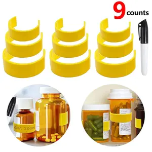 Pill Bottle Label Clip, 9 Counts/set Medicine Bottle Label Clip with Marker Pen, Portable Bottle Label Clip for Medication Identification, Organiser, Medical Bottles, Medical Supplies